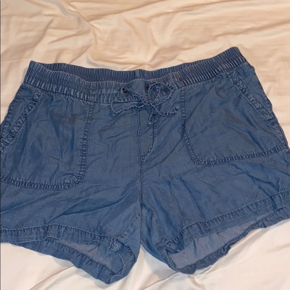 Chambray Denim Drawstring Shorts